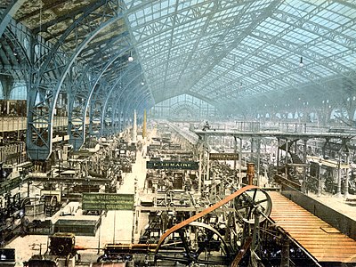 The Gallery of Machines of the 1889 Exposition. It was the largest covered space in the world when it was built.