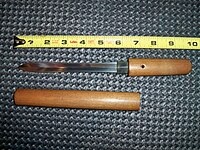 Ken tantō, a double-edged straight sword in wooden mounts shirasaya
