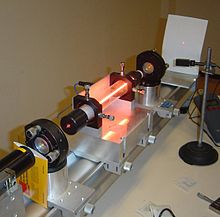 Helium–neon laser used at the LNE-CNAM: the National Laboratory of Experimental Metrology, under the aegis of the International Committee for Weights and Measures (CIPM), based in Paris and of EURAMET, which conduct research projects in cooperation with the Kastler–Brossel Laboratory, the latter being a shared laboratory of the French National Centre for Scientific Research (CNRS), the Grande Ecole École normale supérieure, the Sorbonne University and the Grand Etablissement Collège de France. Specializing in fundamental physics of quantum systems, it was named after Alfred Kastler French physicist, and Nobel Prize laureate and Jean Brossel, French physicist known for his work on quantum optics and Holweck Prize Laureate.