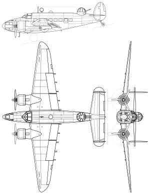 Lockheed Hudson 3-view drawing
