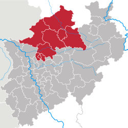 Map of North Rhine-Westphalia highlighting Münster