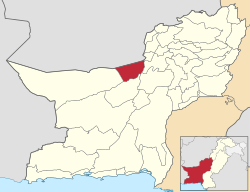 Karte von Pakistan, Position von Distrikt Nushki hervorgehoben