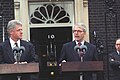President Bill Clinton and Prime Minister John Major give remarks during at press conference at 10 Downing Street, 1995