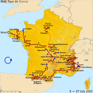 Route of the 2008 Tour de France