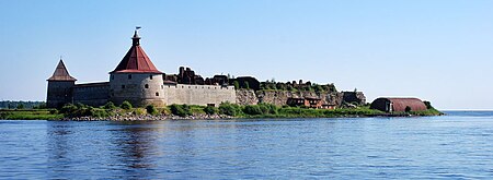 Oreshek Fortress on Ladoga shore in Shlisselburg