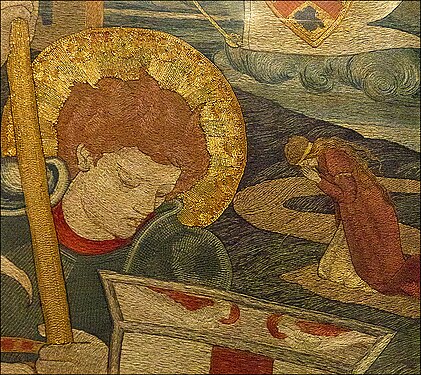 St. George Slaying The Dragon, With Una Praying In The Background, by Phoebe Anna Traquair, 1904.