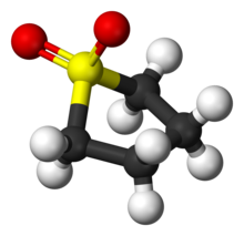 Ball-and-stick model of the sulfolane molecule
