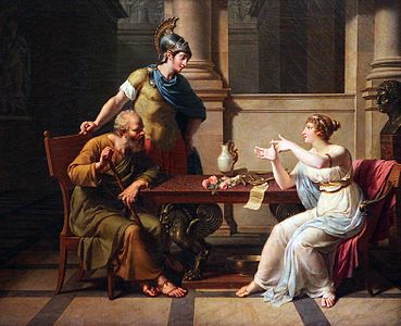 Aspasia Conversing with Socrates and Alcibiades (1801), Pushkin Museum.