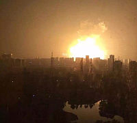 Explosion im Hafen von Tianjin (2015).