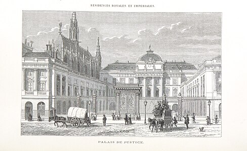Courtyard and new façade of the Palace of Justice (1860)