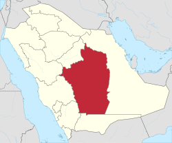 Map of Saudi Arabia with Riyadh highlighted