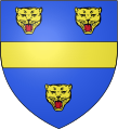 Wappen Barons de la Pole (Urgroßvater): blauer Grund, goldner Balken zwischen drei Leopardenköpfen