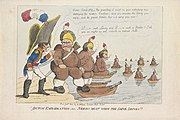 British cartoon mocking the embarkation of the Batavian fleet in 1804.