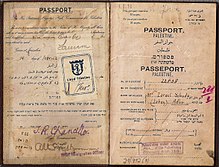 The details pages of a British passport giving basic information for a resident written in English, Hebrew, and Arabic. The document specifies its holder as Palestinian.