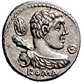 Club over his shoulder on a Roman denarius (c. 100 BCE)
