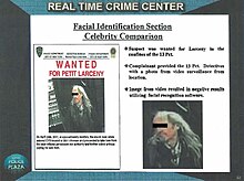 wanted poster, with text "Facial Identification Section Celebrity Comparison"