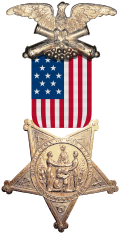 The Grand Army of the Republic badge. Authorized by the U.S. Congress to be worn on the uniform by Union Army veterans.