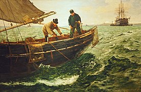 Oyster dredging, by Charles Napier Hemy (1841–1917)