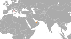 Map indicating locations of Holy See and United Arab Emirates