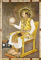 The Mughal Emperor Jahangir with Radiant Gold Halo, Holding a Globe (c. 1617)The largest known Mughal portrait depicting Emperor Jahangir. Attributed to Abu'l Hasan, Nadir al-Zaman painted at Mandu