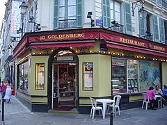 Jo Goldenberg's Jewish delicatessen (now defunct) on the rue des Rosiers; site of the Goldenberg restaurant attack