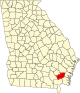 State map highlighting Brantley County