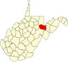 State map highlighting Tucker County