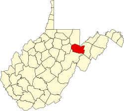 Location of Tucker County in West Virginia