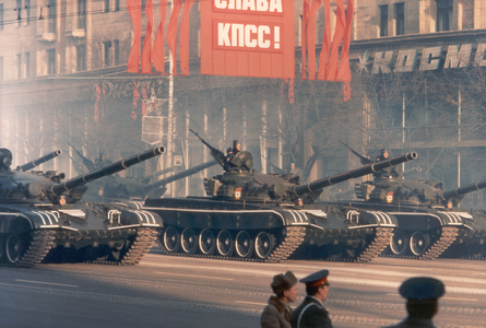 Soviet military parade celebrating the 66th anniversary of the October Revolution, November 1983.