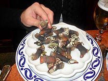 A dish of goose barnacles in a restaurant in Spain