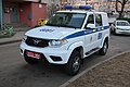 A specially designed UAZ Patriot police car with the Minsk City Police Department in April 2019.