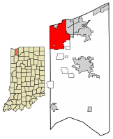 Location of Portage in Porter County, Indiana.