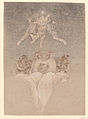 Philipp Otto Runge, Die Genien auf der Lichtlilie, Bleistift, schwarze, rote und weiße Kreide, auf bräunlichem Papier, 1809