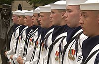 Blue ascot of US Navy Enlisted Full Dress Whites