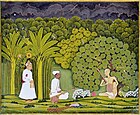 Akbar and Tansen Visit Haridas in Vrindavan, Rajasthan style, c. 1750.