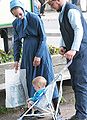 An Amish family in traditional plain dress