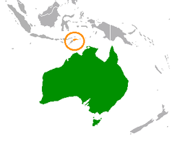Map indicating locations of Australia and East Timor