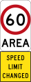 New 60 km/h Speed Limit Area (used in South Australia)
