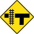 (W7-13) Railway Level Crossing on T-junction (left)