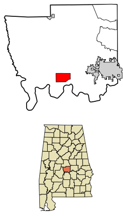 Location of Autaugaville in Autauga County, Alabama.