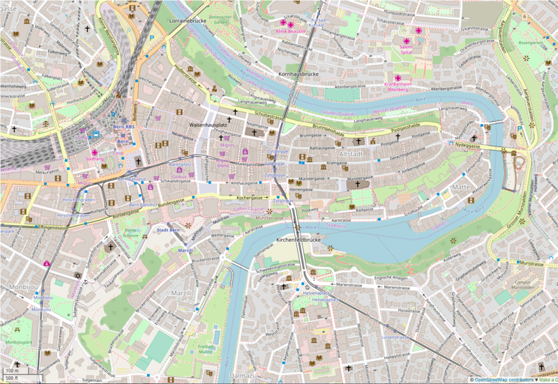 Location map/data/Switzerland Bern downtown/doc is located in Bern