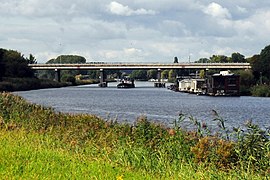 Bridge over the Oude IJssel near Doesburg with river vessels