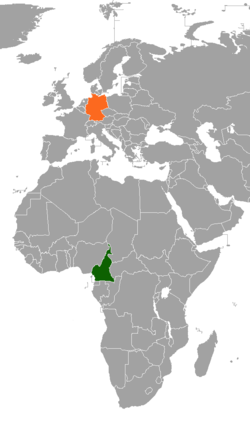 Map indicating locations of Cameroon and Germany