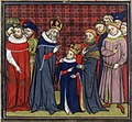 Charlemagne crowning Louis the Pious, Grandes Chroniques de France, 14th–15th centuries