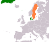 Location map for Denmark and Sweden.