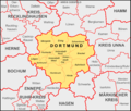 Bezirke in Dortmund, sowie Nachbargemeinden