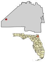 Location of Baldwin in Duval County, Florida.