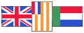 The flags of the UK, Orange Free State and South African Republic, as centre motif of the national flag used from 1982 to 1994