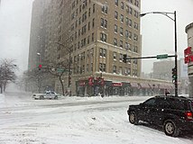 Fullerton Ave. and Clark St. blocked by the Chicago Police during the storm