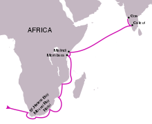 Navigation of Vasco de Gama first voyage, 1498.